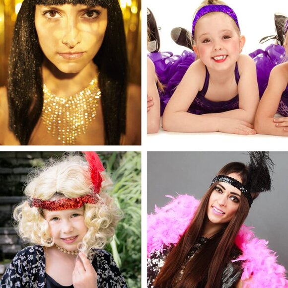 Assorted Sequins & Sparkle Headbands - 12 Elastic Glitter Bands for Women & Girl - Picture 4 of 7